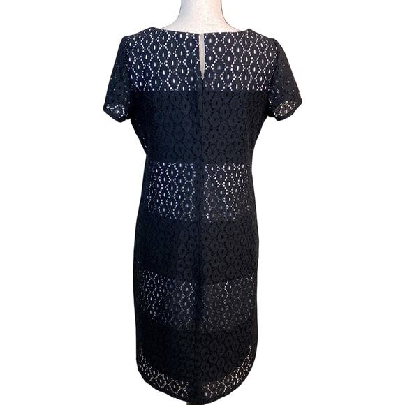 Sandra Darren Black and White Lace Overlay Dress Size 10 Chic Classic 60s - Picture 2 of 8